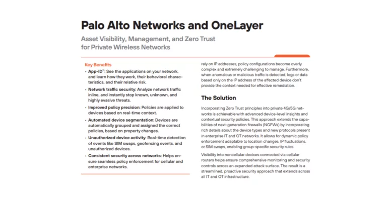 Palo Alto – OneLayer Solution Brief